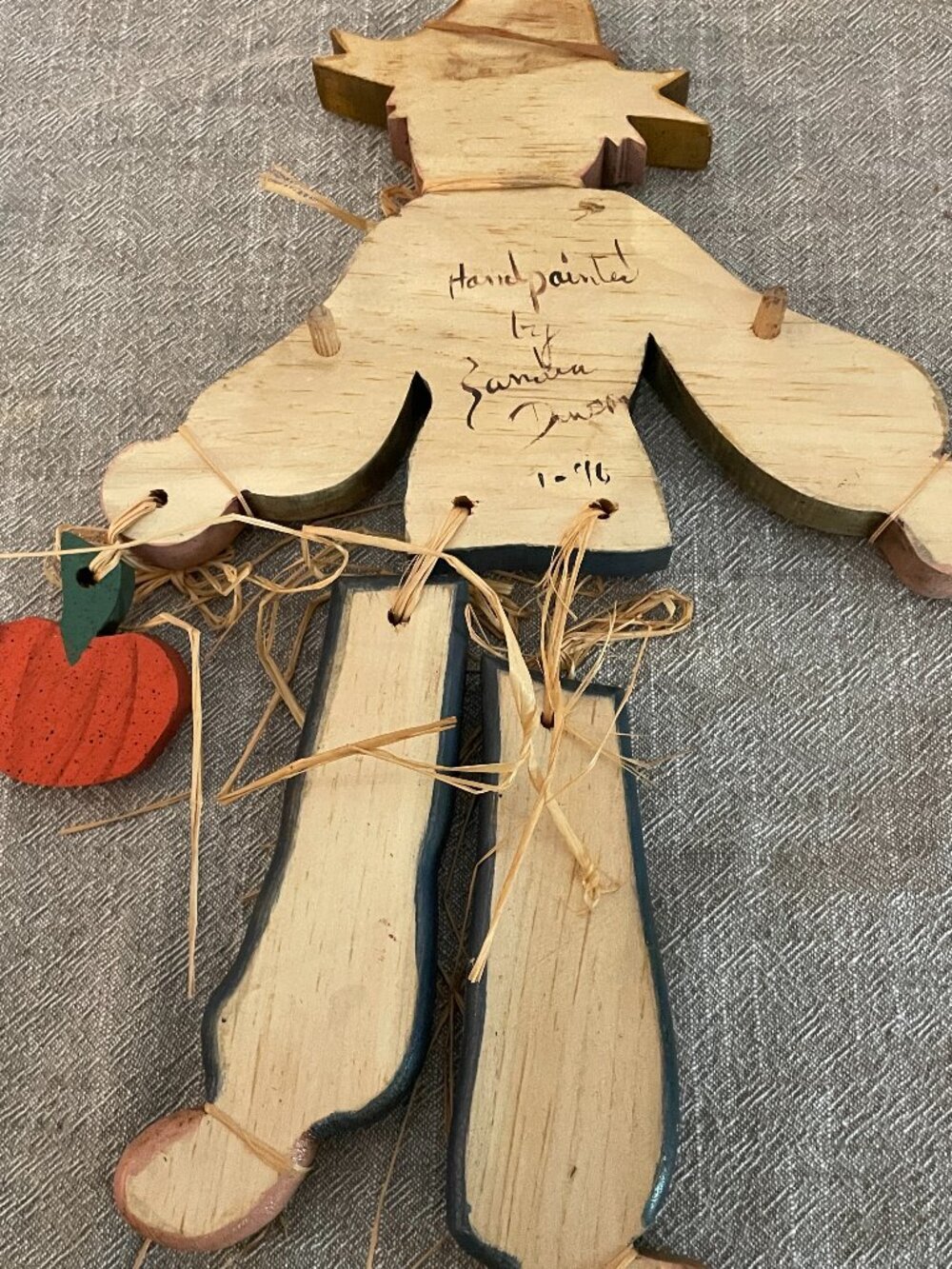 Scarecrow Handmade Jointed Wooden Whimsical Figurine Cottagecore Vintage! - Picture 4 of 5